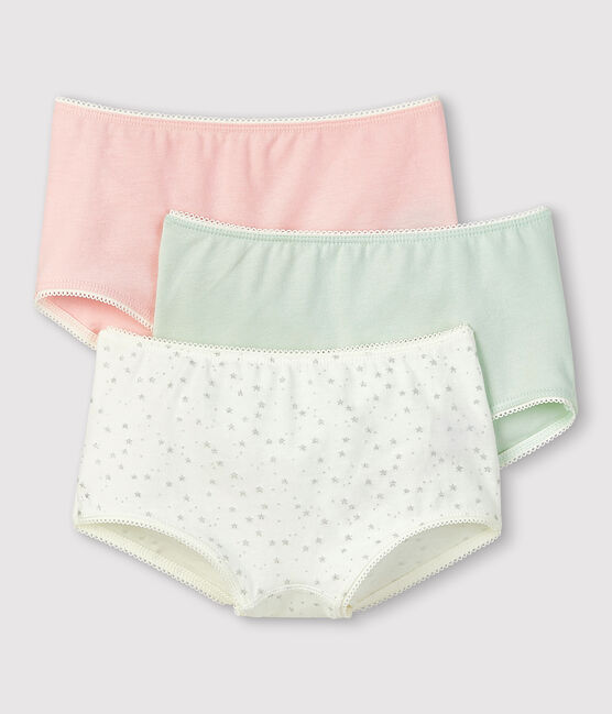Juego de 3 culottes con estampado de purpurina de niña de algodón orgánico y elastano variante 1