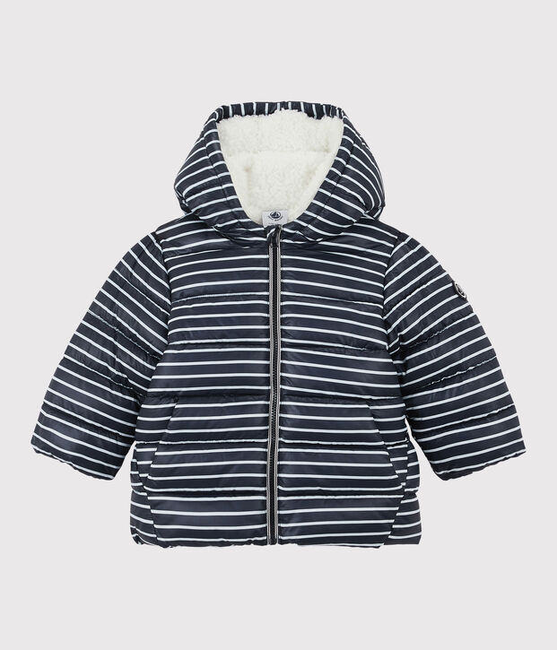 Chaqueta acolchada para beb&eacute; azul/blanco