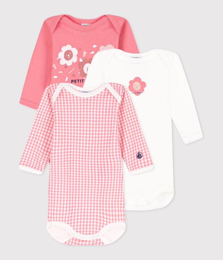 Juego de 3 bodis de algod&oacute;n de manga larga para beb&eacute; multicolor