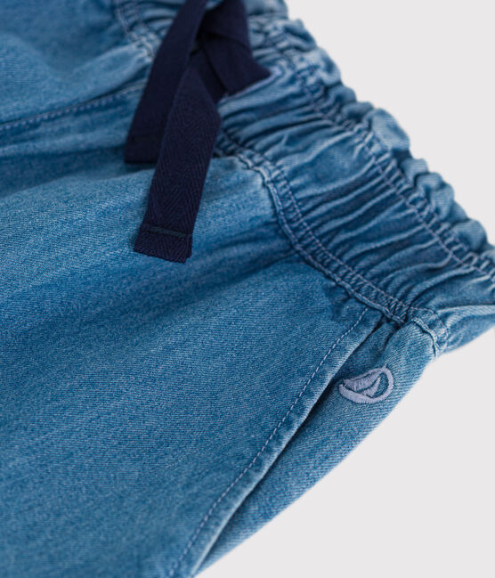 Pantalón ancho de tejido vaquero ligero para niña azul DENIM CLAIR