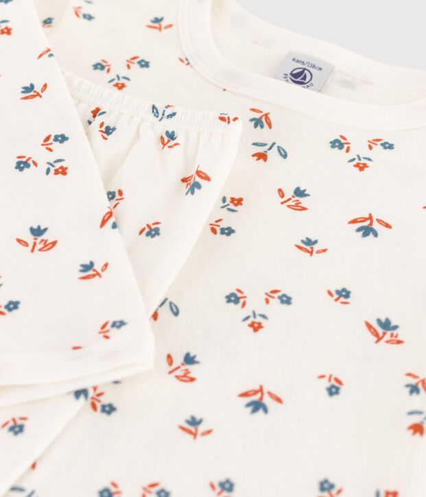 Pijama de t&uacute;bico con flor para ni&ntilde;a blanco/multicolor