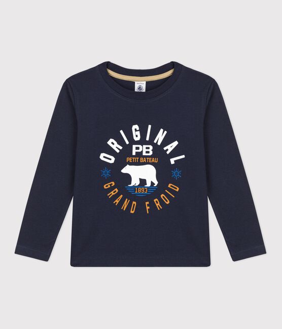 Camiseta de manga larga de algodón de niño azul RUISSEAU/ SMOKING