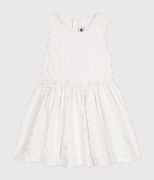 Vestido sin mangas de algod&oacute;n moderno para ni&ntilde;a blanco