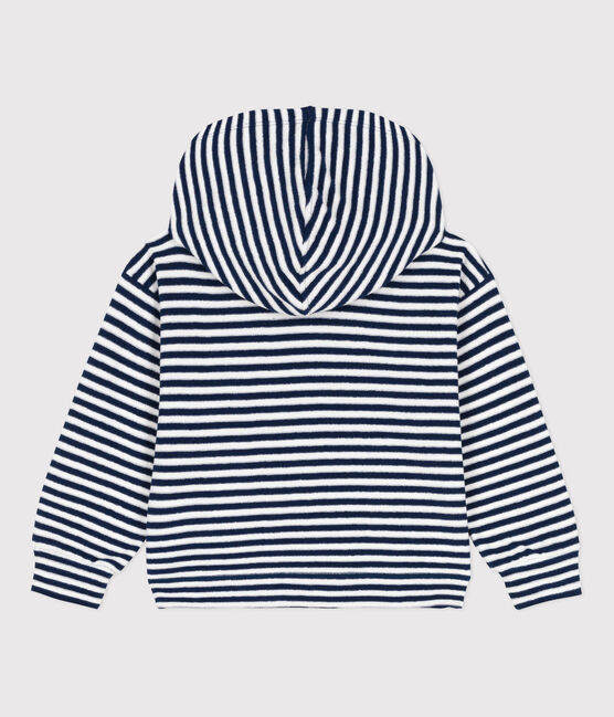 Sudadera a rayas con capucha para niño/niña azul MEDIEVAL/blanco MARSHMALLOW