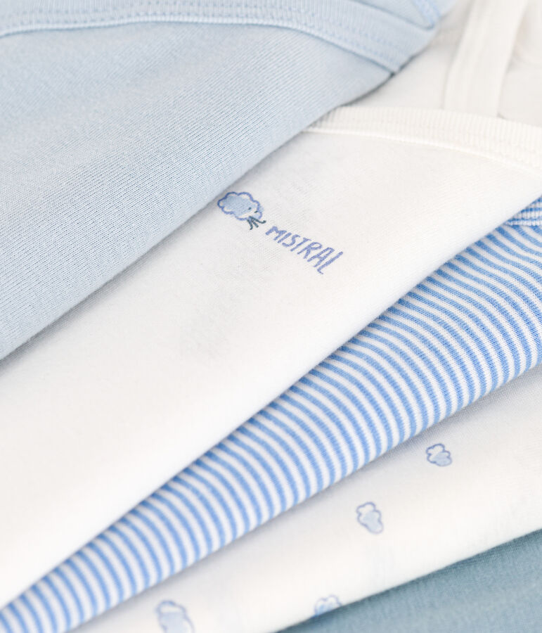 Juego de 5 bodis cruzados y estampados de manga larga de algod&oacute;n variante 1