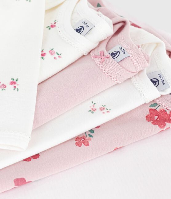 Juego de bodis de algodón de manga larga con estampado de flores para bebé variante 1