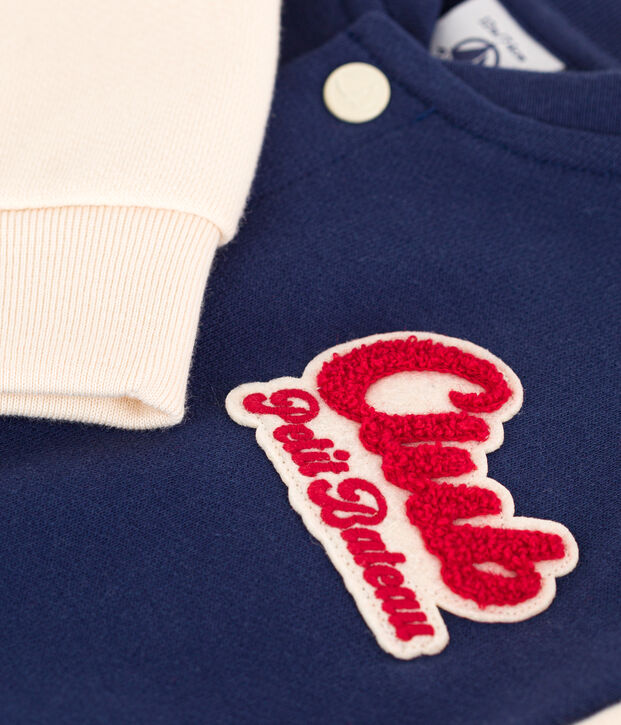 Chaqueta teddy de mulet&oacute;n para beb&eacute; azul/crudo