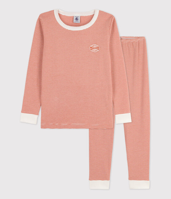 Pijama snugfit de algodón milrayas para niño/niña rosa BRANDY/blanco MARSHMALLOW