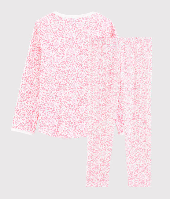 Pijama de punto con flor rosa para niña blanco MARSHMALLOW/rosa GRETEL