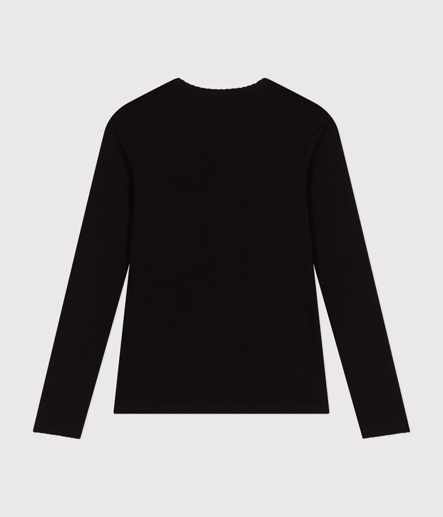 Camiseta L'ICONIQUE de algod&oacute;n de punto cocotte para mujer negro