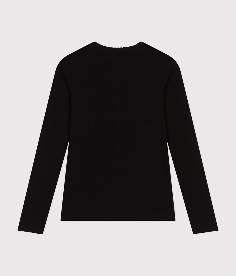 Camiseta L'ICONIQUE de algod&oacute;n de punto cocotte para mujer negro