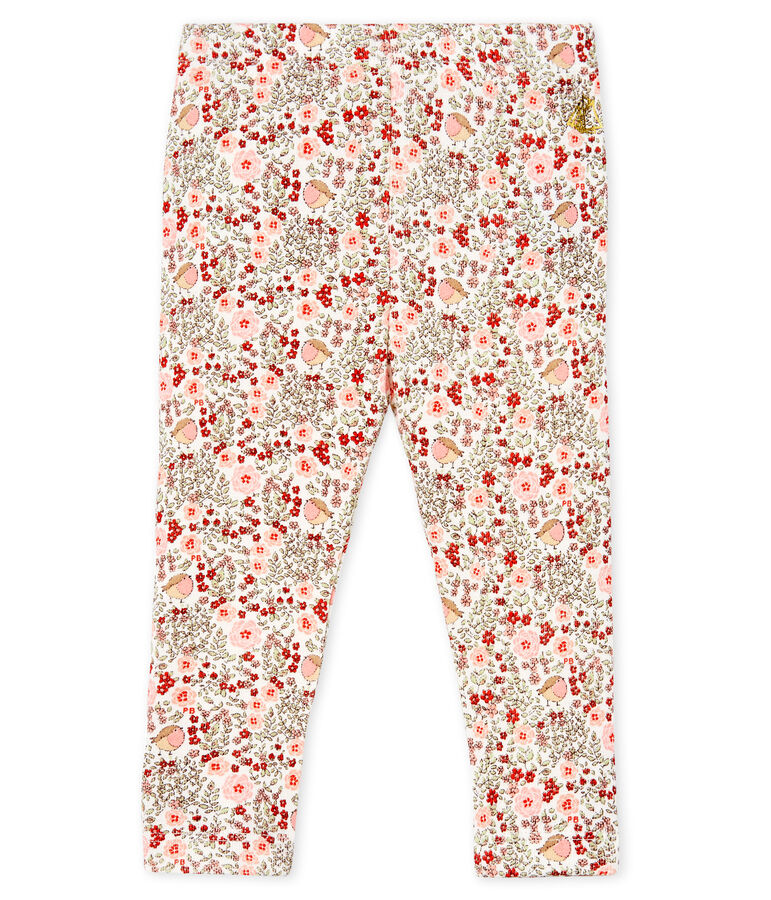 Leggings estampados con volantes para beb&eacute; ni&ntilde;a blanco MARSHMALLOW/ MULTICO CN