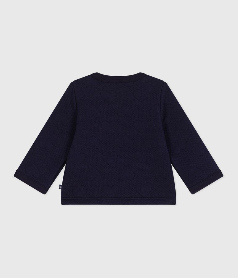 C&aacute;rdigan de algod&oacute;n grueso con estampado de corazones para beb&eacute; azul