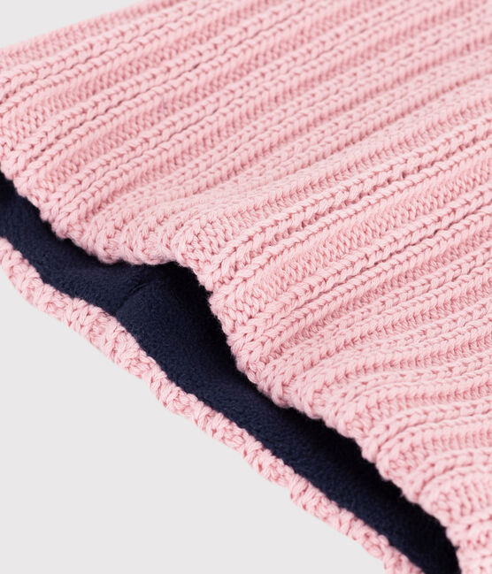 Braga de cuello infantil de punto tricotado con forro polar rosa CHARME