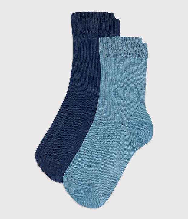 Juego de 2 pares de calcetines lisos para ni&ntilde;o/ni&ntilde;a multicolor