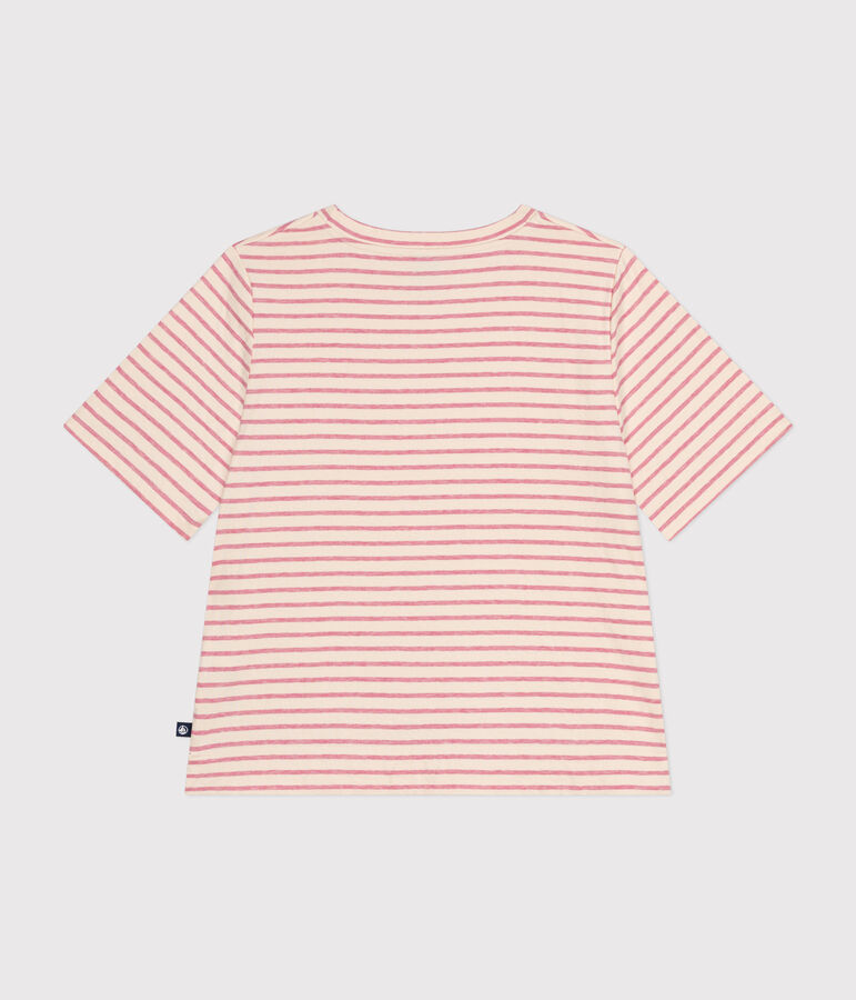 Camiseta Boxy de t&uacute;bico para mujer crudo/rosa