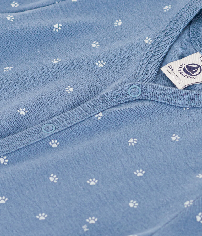 Mono corto de algod&oacute;n para beb&eacute; azul/blanco