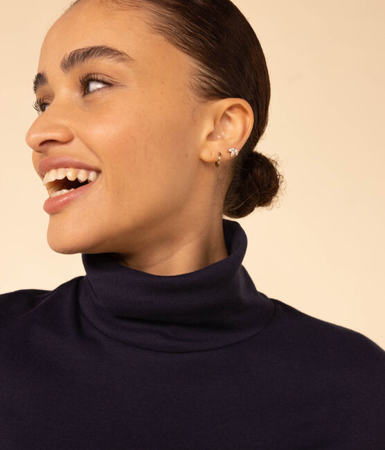 Camiseta LA RECTA de algodón con cuello vuelto para mujer azul INCOGNITO
