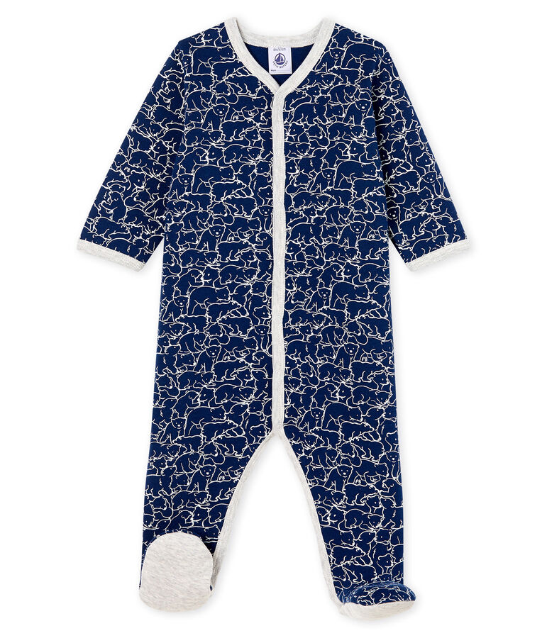Pijama de mulet&oacute;n para beb&eacute; ni&ntilde;o azul/blanco