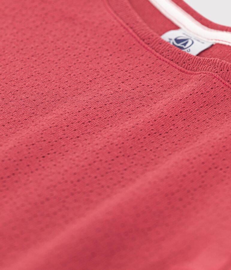 Pijama corto y liso de algod&oacute;n calado para ni&ntilde;a rosa PAPI