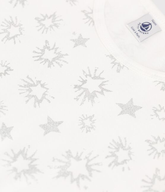 Pijama con estampado de estrellas de niña de algodón blanco MARSHMALLOW/blanco MULTICO