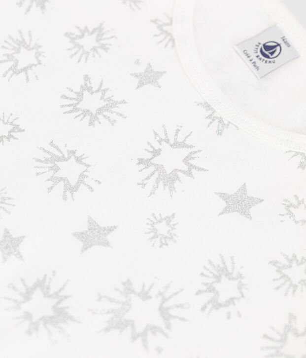 Pijama con estampado de estrellas de ni&ntilde;a de algod&oacute;n blanco/multicolor