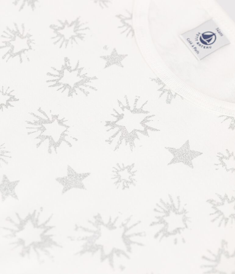 Pijama con estampado de estrellas de ni&ntilde;a de algod&oacute;n blanco/multicolor