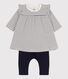 Vestido y legging de túbico de algodón con rayas marineras para bebé