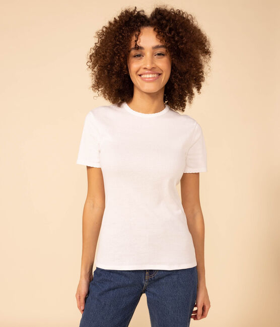 Camiseta L'ICONIQUE de algodón de punto «cocotte» para mujer blanco ECUME