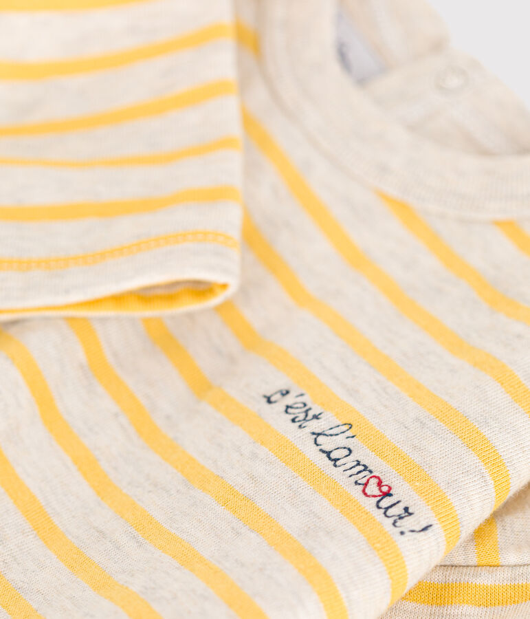 Camiseta de manga larga de t&uacute;bico para beb&eacute; beige/amarillo