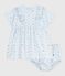 Vestido estampado de algodón de manga corta y pololo para bebé azul FRAICHEUR/blanco MULTICO