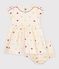 Vestido de algod&oacute;n de manga corta con estampado de corazones para beb&eacute; crudo/multicolor