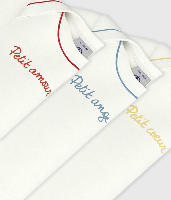 Juego de bodies lisos de algodón de manga corta para bebé variante 1