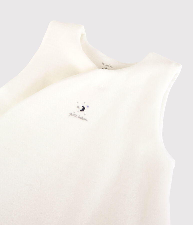 Saco de dormir de beb&eacute; en terciopelo de algod&oacute;n ecol&oacute;gico blanco