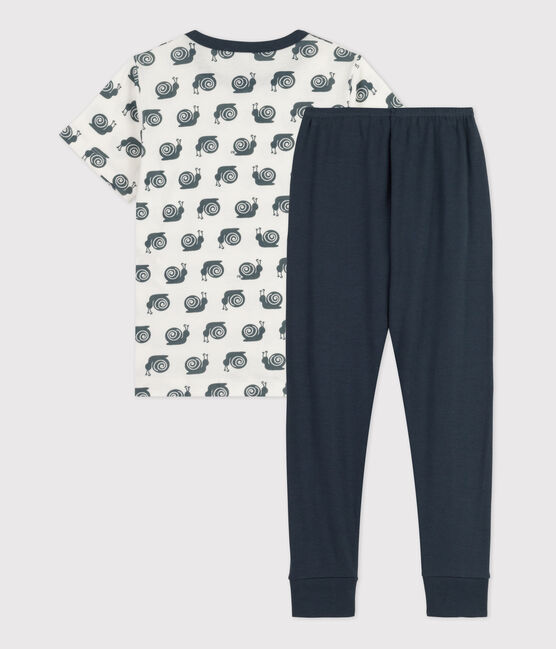 Pijama de algodón de manga corta con motivo de caracoles para niño DUCKY/ MARSHMALLOW