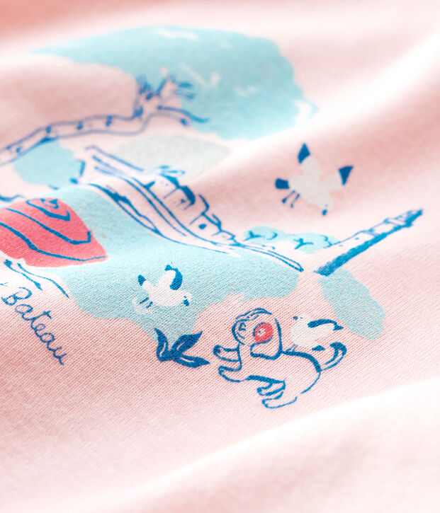 Blusa de manga corta con cuello de beb&eacute; ni&ntilde;a rosa