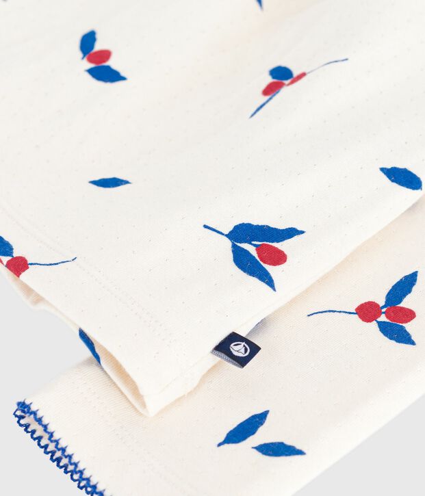 Vestido infantil de manga larga de algod&oacute;n crudo/multicolor