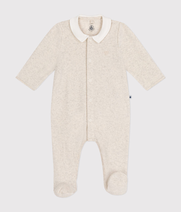 Pijama de terciopelo para beb&eacute; beige