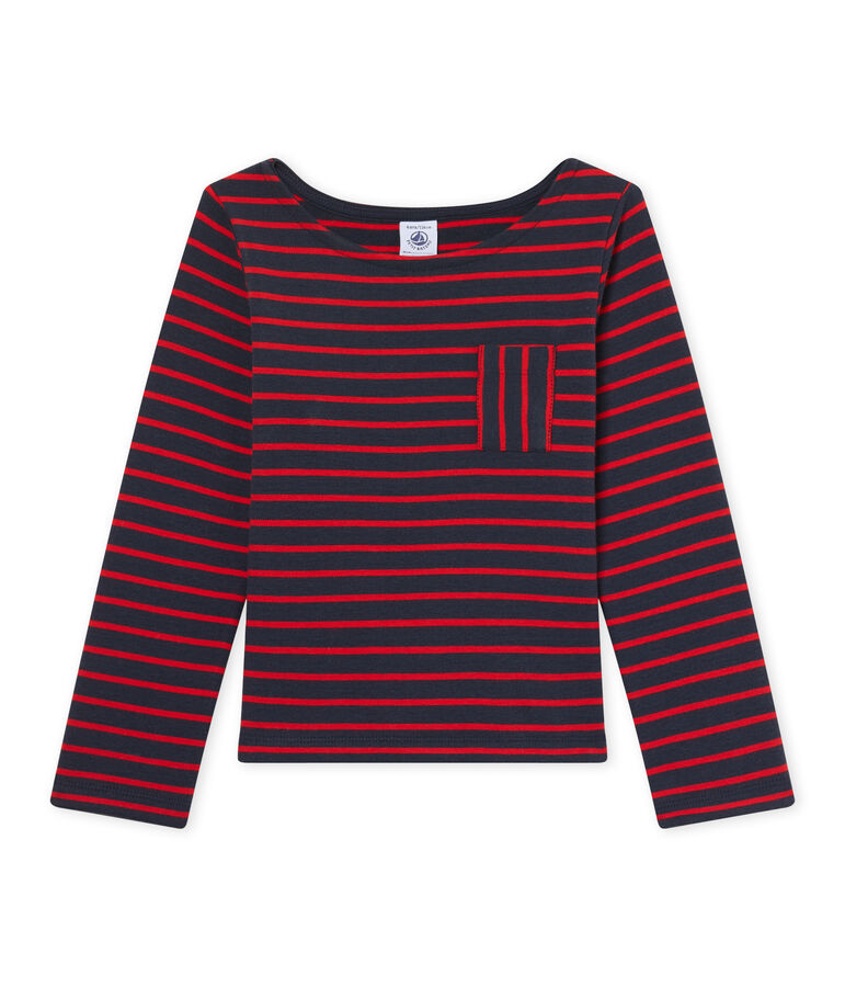 Marinera de ni&ntilde;a de manga larga azul/rojo