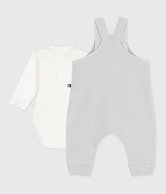 Conjunto de peto de algodón liso con detalles refinados para bebé CO2/ MARSHMALLOW