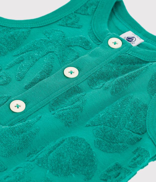 Pelele corto de algod&oacute;n con estampado de palmeras para beb&eacute; verde