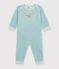 Pijama liso de terciopelo con abertura sin botones de presi&oacute;n para beb&eacute; verde