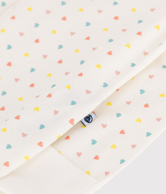 Pijama de algodón con cremallera en el cuello y corazones para bebé blanco MARSHMALLOW/blanco MULTICO