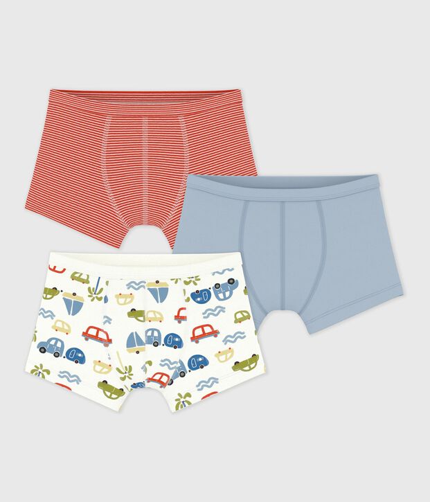 Juego de b&oacute;xeres infantiles de algod&oacute;n con ribete en la cintura y estampado multicolor