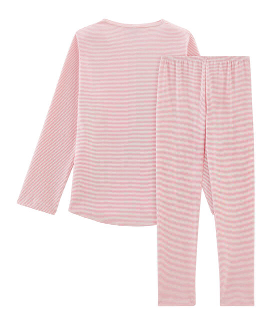 Pijama de punto para niña rosa CHARME/blanco MARSHMALLOW