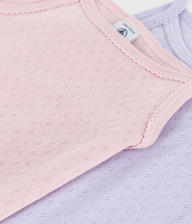 Juego de camisetas de tirantes infantiles de algod&oacute;n calado multicolor