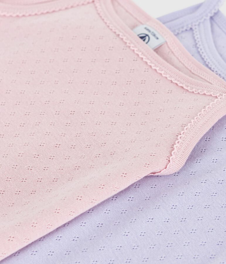 Juego de camisetas de tirantes infantiles de algod&oacute;n calado multicolor