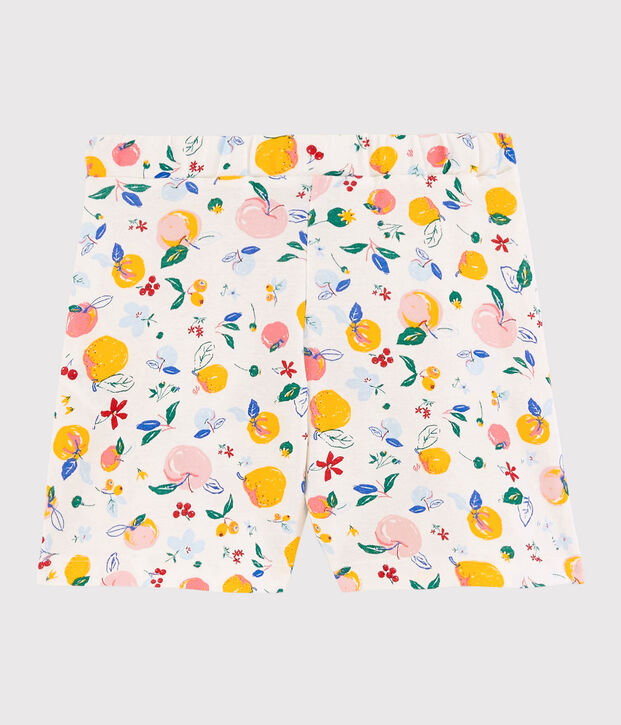 Pantal&oacute;n corto de algod&oacute;n de ni&ntilde;a blanco/multicolor
