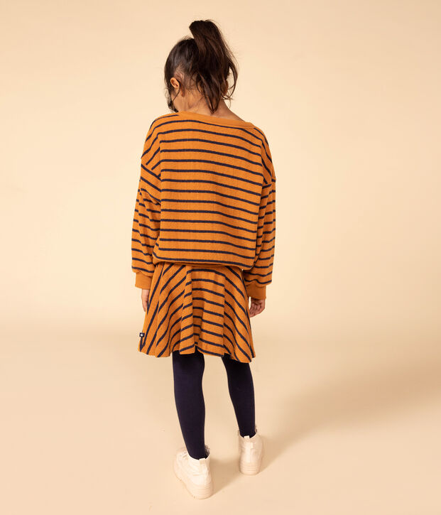 Falda de rizo para ni&ntilde;a marron/azul