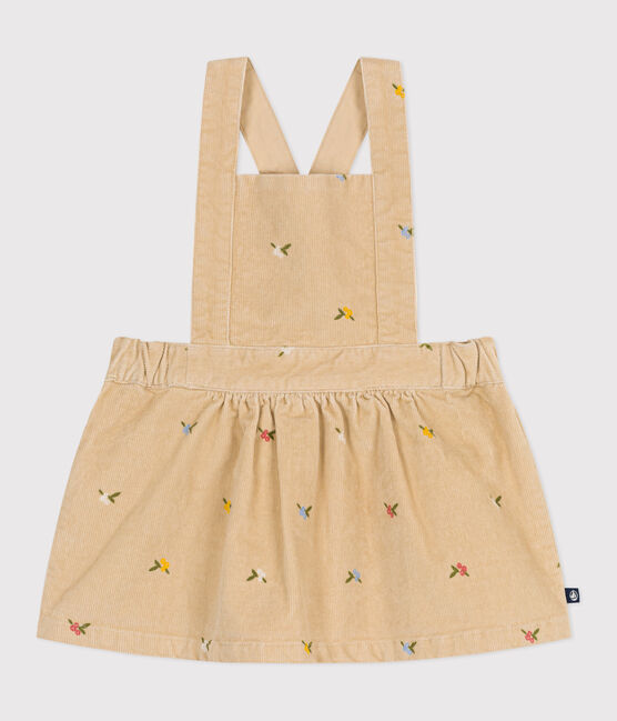 Vestido de pana con bordado de flores para bebé beige CAJOU/ MULTICO